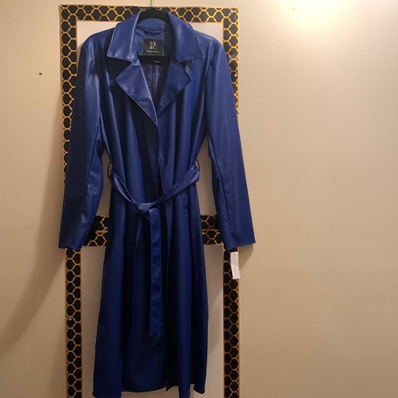 New York & Company Jackets & Blazers - NEW YORK & CO COAT, FAUX LEATHER, WRAP TRENCH, SIZE LARGE